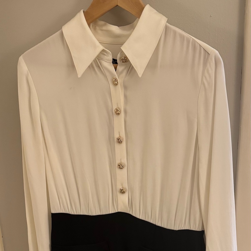 J. Crew White and Black Button Down Shirt Dress